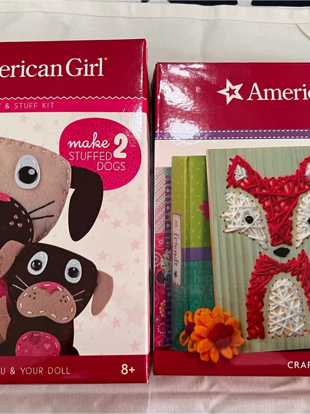 American Girl Craft Kit Lot Sew & Stuff Dogs + String Art Fox Complete Unused